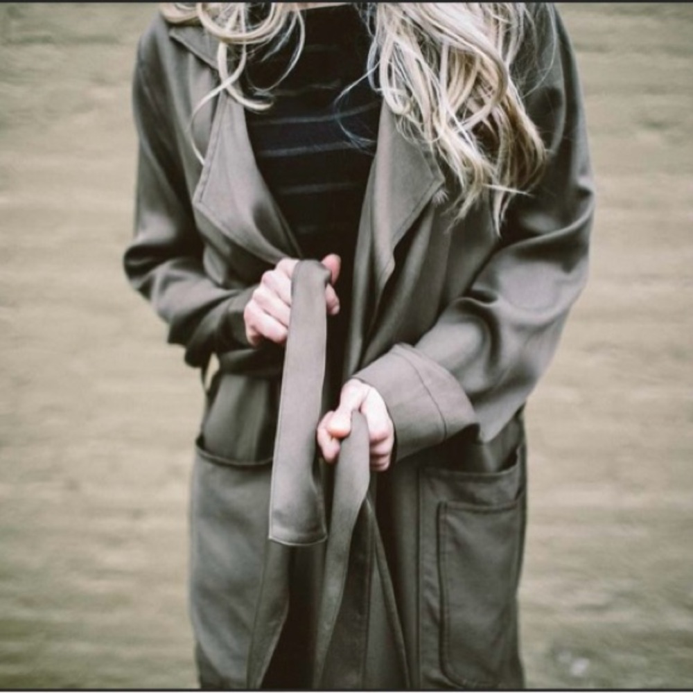 Hackwith Design House, Tencel Trench Coat, Pale Blue